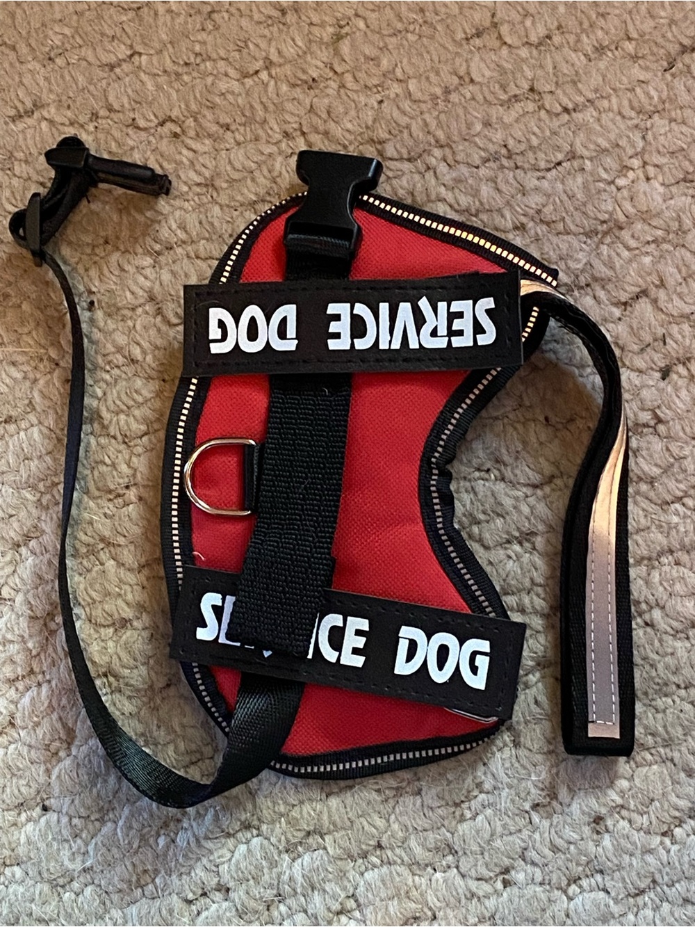 Red Service Dog Vest Harness with Reflective Trim, Size Extra Small